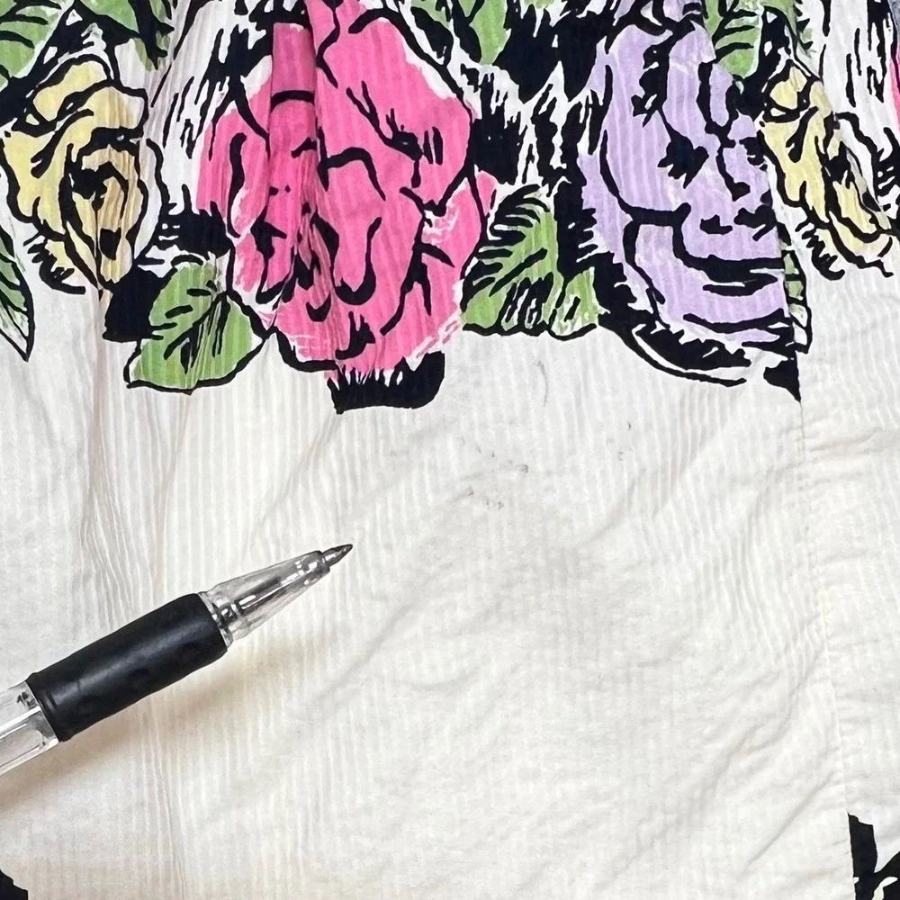 Ann Taylor LOFT Womens Floral Rose Print Cotton Mini Skirt Cream Pink Yellow 10